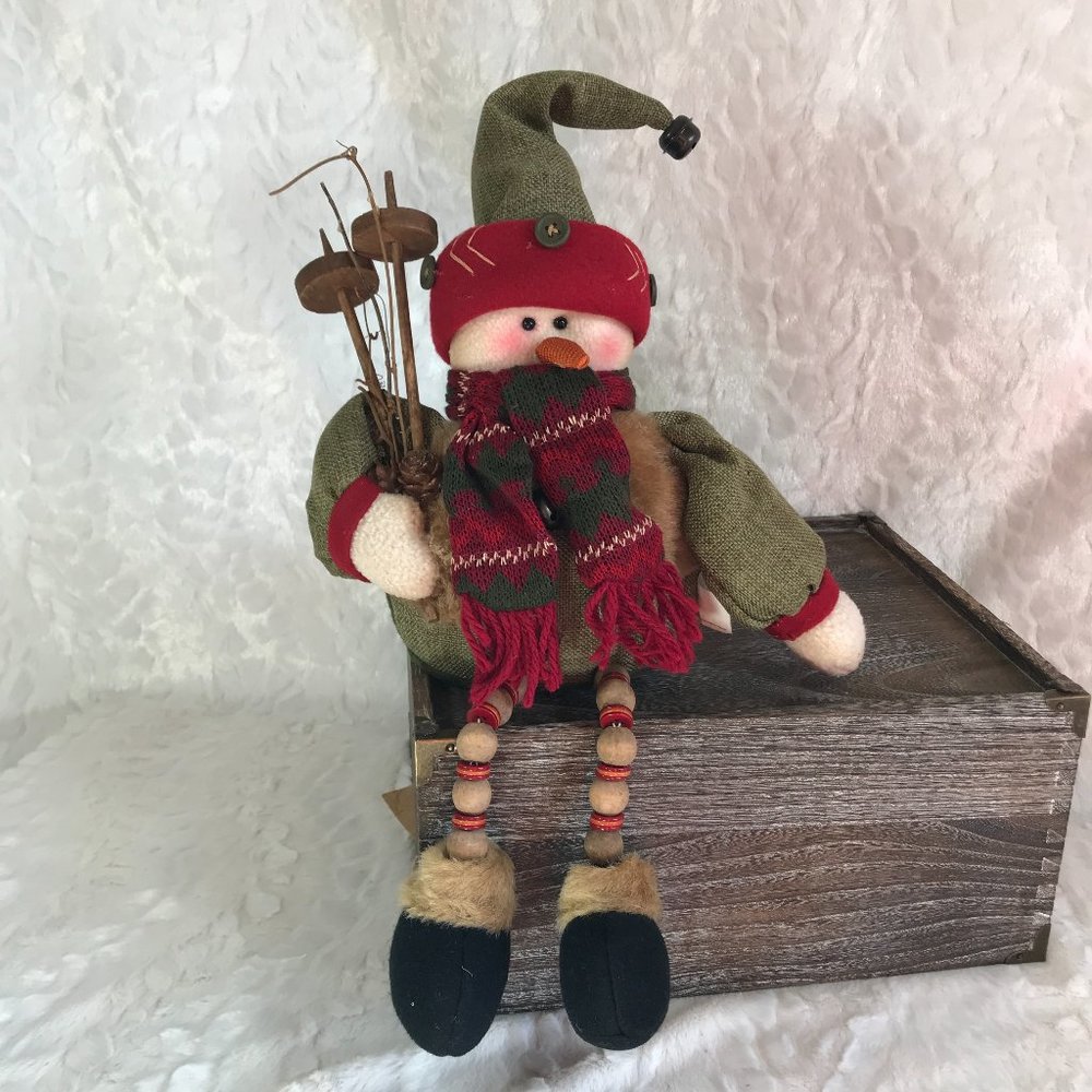 Rustic Country shelf sitter Christmas Snowman